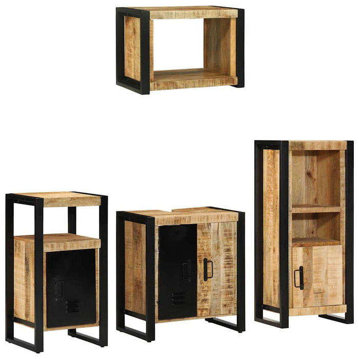 Set de mobilier pentru baie 4 buc. Maro și negru WALTI