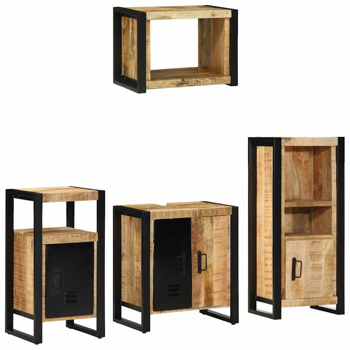 Set de mobilier pentru baie 4 buc. Maro și negru WALTI