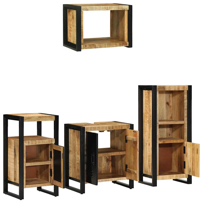 Set de mobilier pentru baie 4 buc. Maro și negru WALTI