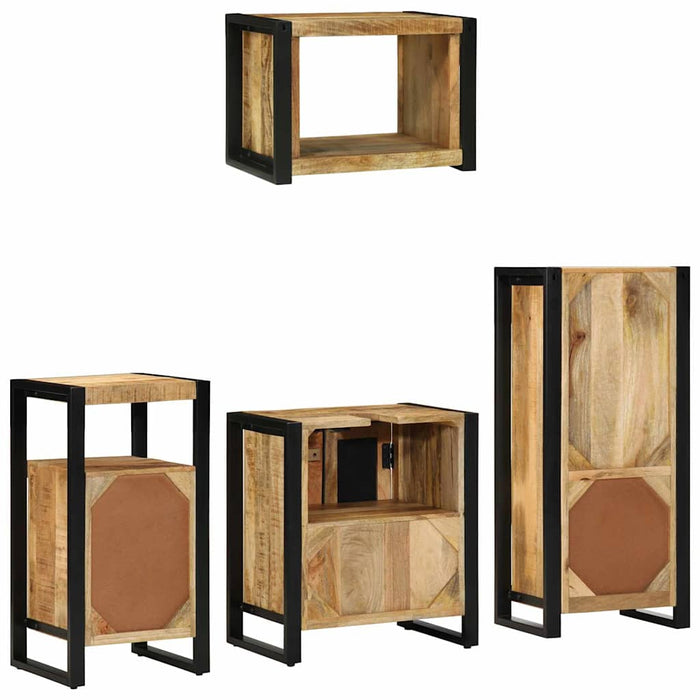 Set de mobilier pentru baie 4 buc. Maro și negru WALTI