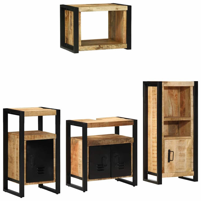 Set de mobilier pentru baie 4 buc. Maro și negru - WALTI WALTI