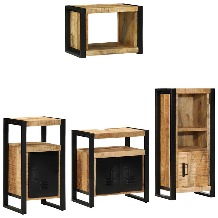 Set de mobilier pentru baie 4 buc. Maro și negru - WALTI WALTI