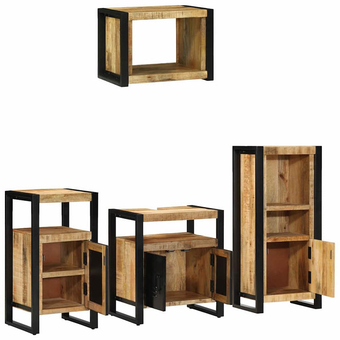 Set de mobilier pentru baie 4 buc. Maro și negru - WALTI WALTI
