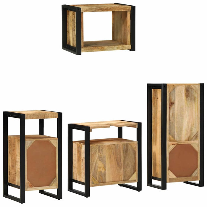 Set de mobilier pentru baie 4 buc. Maro și negru - WALTI WALTI