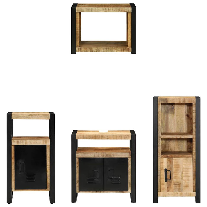 Set de mobilier pentru baie 4 buc. Maro și negru - WALTI WALTI
