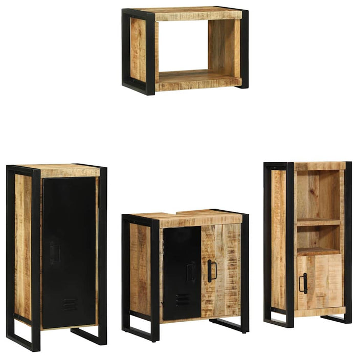 Set de mobilier pentru baie 4 buc. Maro și negru - WALTI WALTI