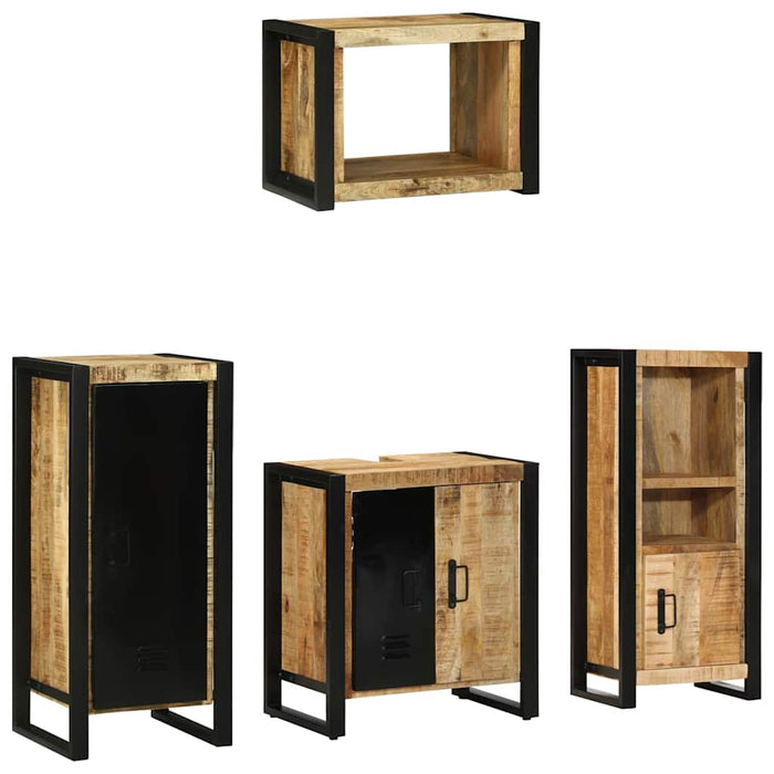 Set de mobilier pentru baie 4 buc. Maro și negru - WALTI WALTI