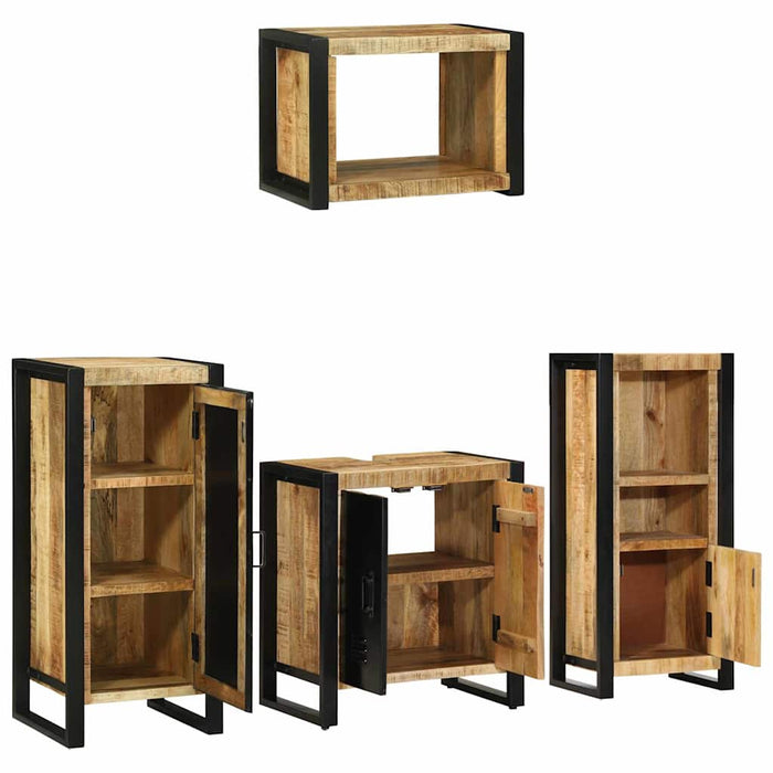 Set de mobilier pentru baie 4 buc. Maro și negru - WALTI WALTI