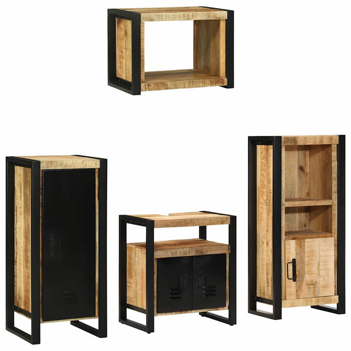 Set de mobilier pentru baie 4 buc. Maro și negru WALTI