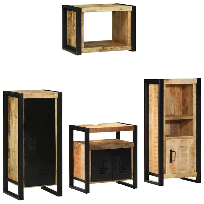 Set de mobilier pentru baie 4 buc. Maro și negru WALTI