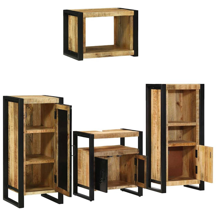Set de mobilier pentru baie 4 buc. Maro și negru WALTI