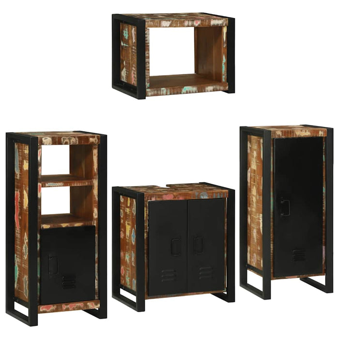 Set de mobilier pentru baie cu ușă 4 pcs Lemn recuperat solid - WALTI WALTI