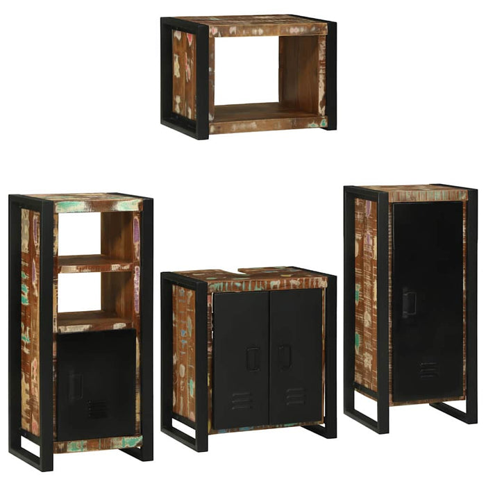Set de mobilier pentru baie cu ușă 4 pcs Lemn recuperat solid - WALTI WALTI