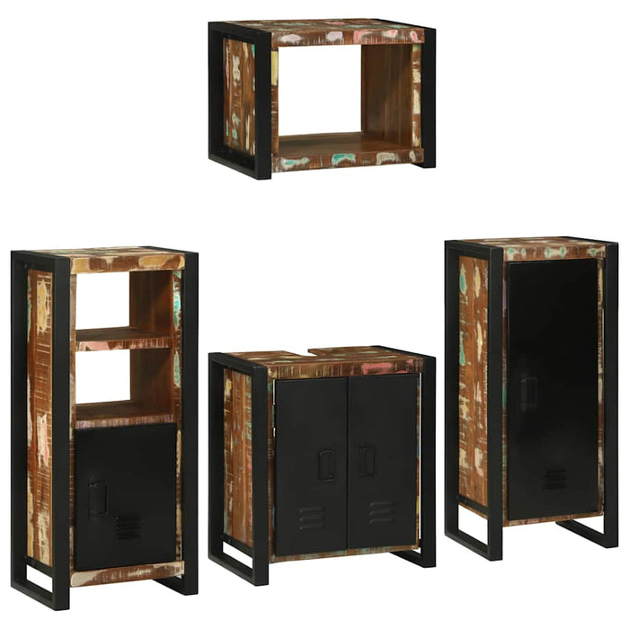 Set de mobilier pentru baie cu ușă 4 pcs Lemn recuperat solid - WALTI WALTI