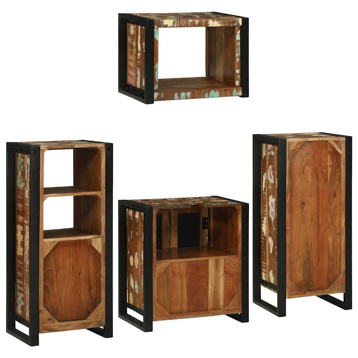 Set de mobilier pentru baie cu ușă 4 pcs Lemn recuperat solid - WALTI WALTI