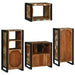 Set de mobilier pentru baie cu ușă 4 pcs Lemn recuperat solid - WALTI WALTI