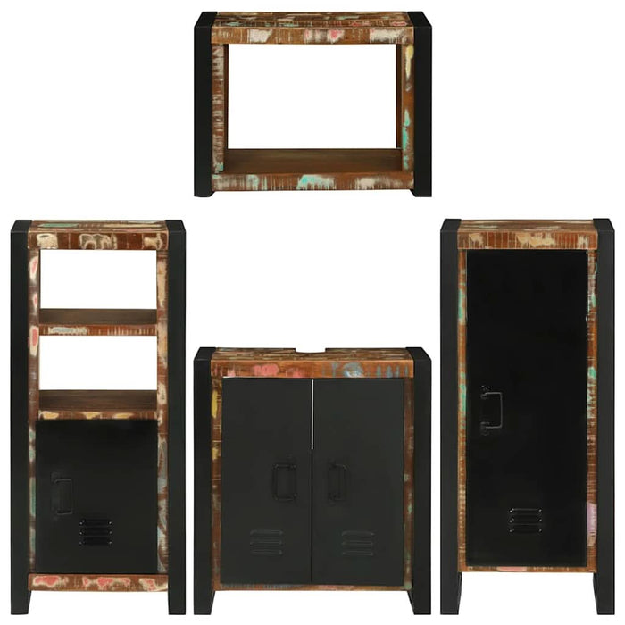 Set de mobilier pentru baie cu ușă 4 pcs Lemn recuperat solid - WALTI WALTI