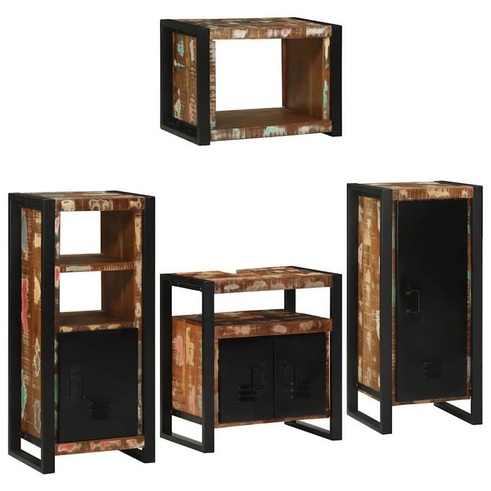 Set de mobilier pentru baie cu ușă 4 pcs Lemn recuperat solid - WALTI WALTI