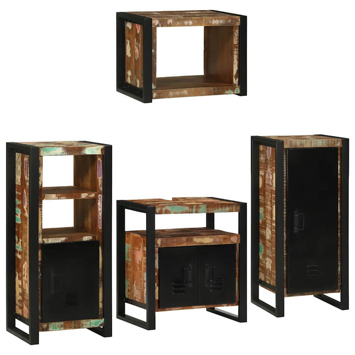 Set de mobilier pentru baie cu ușă 4 pcs Lemn recuperat solid - WALTI WALTI