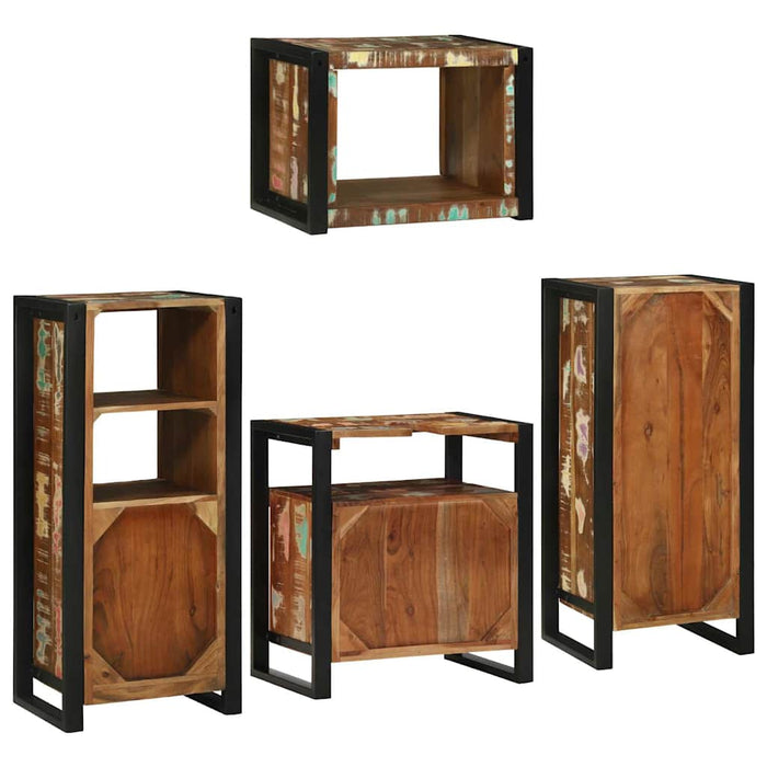 Set de mobilier pentru baie cu ușă 4 pcs Lemn recuperat solid - WALTI WALTI