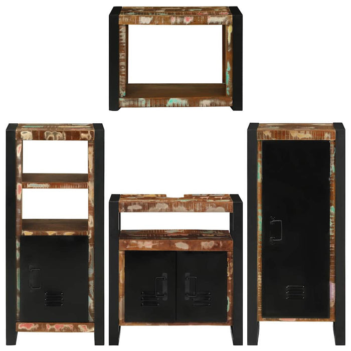 Set de mobilier pentru baie cu ușă 4 pcs Lemn recuperat solid - WALTI WALTI