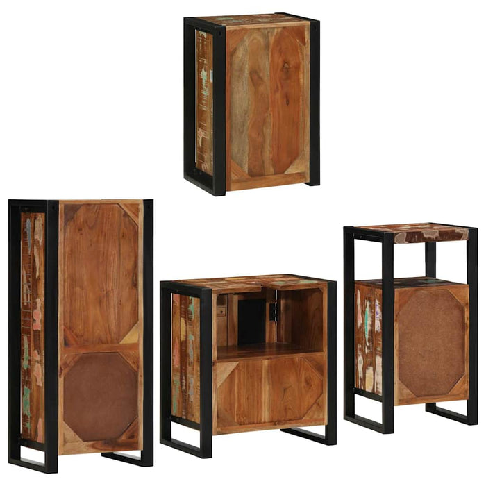 Set de mobilier pentru baie cu ușă 4 pcs Lemn recuperat solid - WALTI WALTI