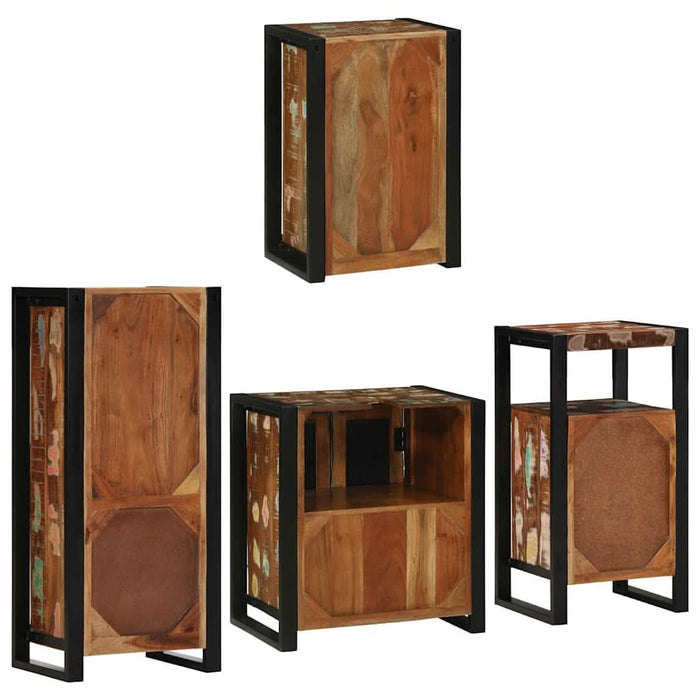 Set de mobilier pentru baie cu ușă 4 pcs Lemn recuperat solid - WALTI WALTI