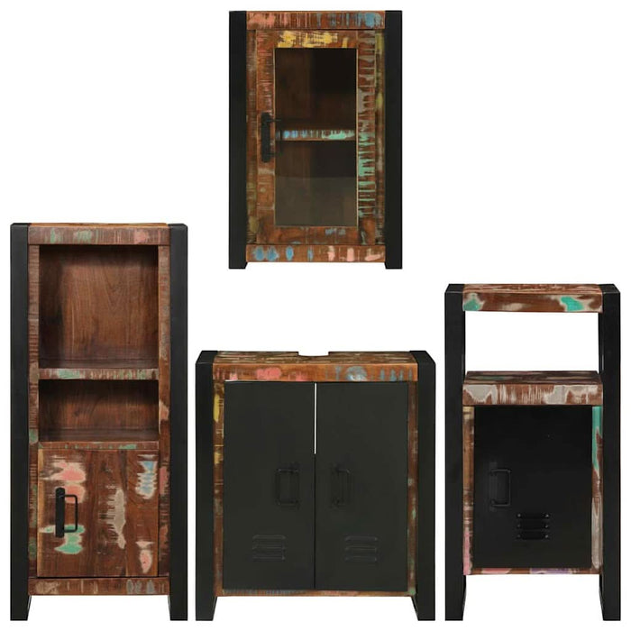 Set de mobilier pentru baie cu ușă 4 pcs Lemn recuperat solid - WALTI WALTI