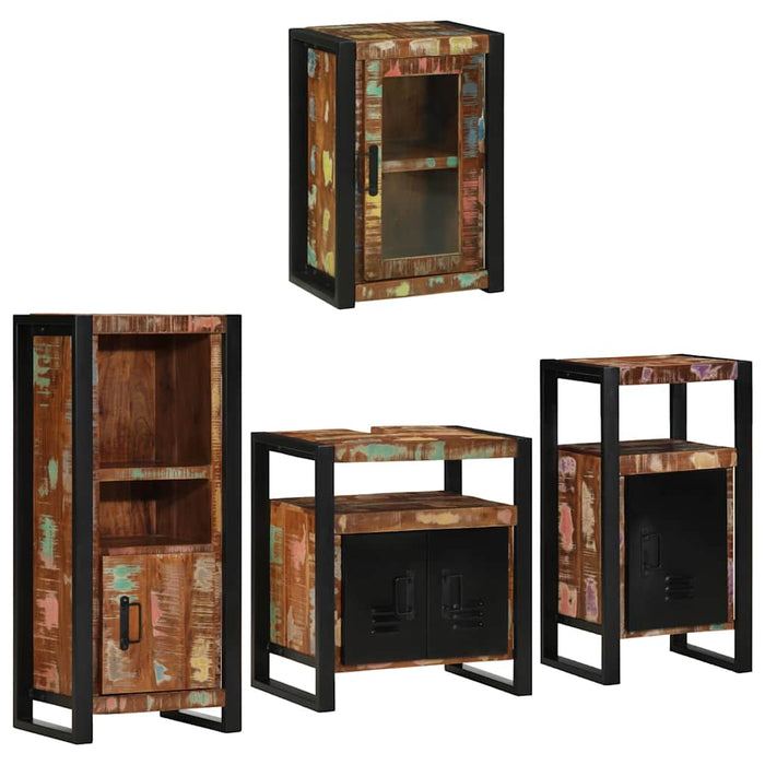 Set de mobilier pentru baie cu ușă 4 pcs Lemn recuperat solid - WALTI WALTI