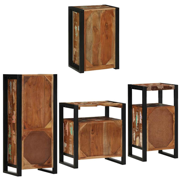 Set de mobilier pentru baie cu ușă 4 pcs Lemn recuperat solid - WALTI WALTI