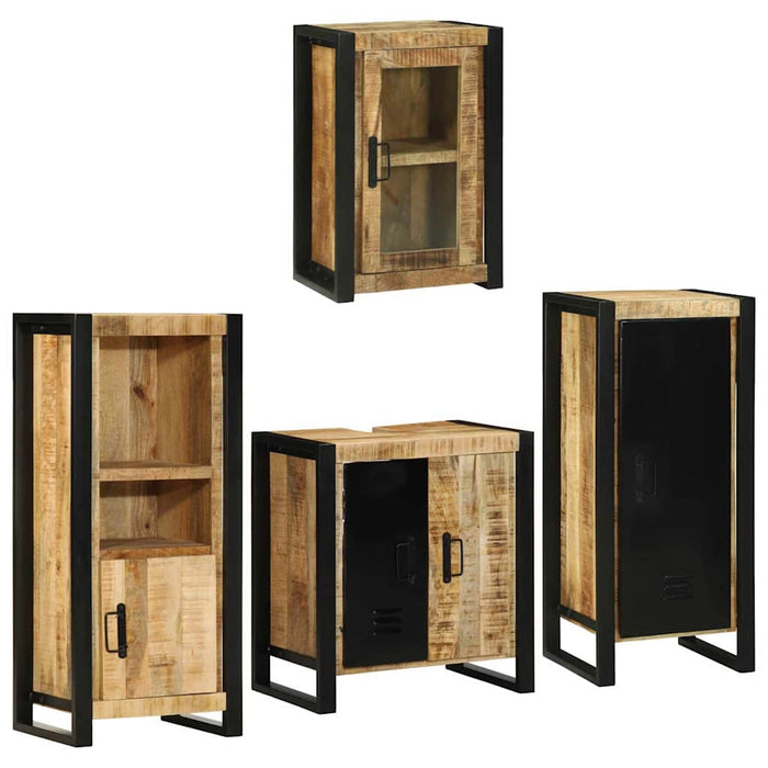 Set de mobilier pentru baie 4 buc. Maro Lemn de mango solid WALTI