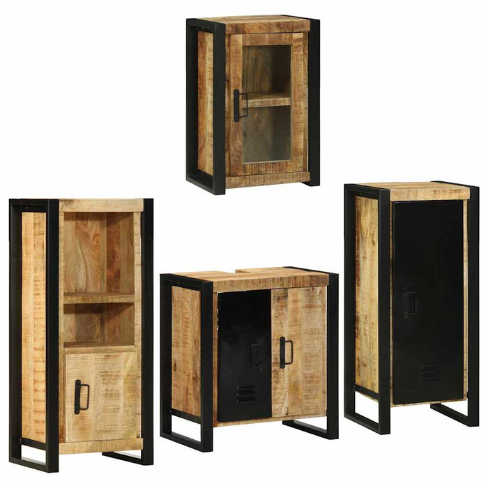 Set de mobilier pentru baie 4 buc. Maro Lemn de mango solid WALTI