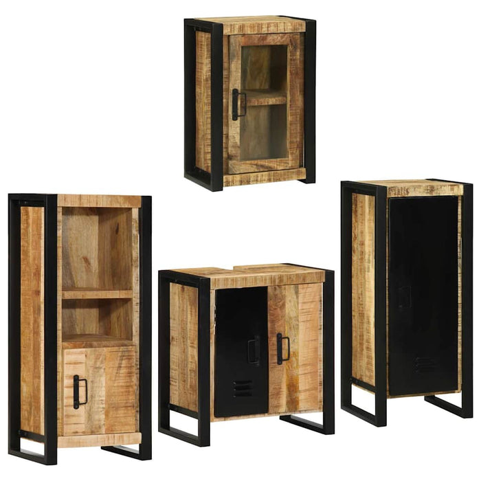 Set de mobilier pentru baie 4 buc. Maro Lemn de mango solid WALTI