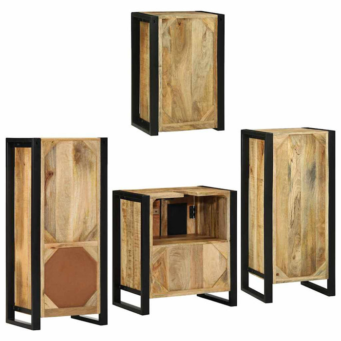 Set de mobilier pentru baie 4 buc. Maro Lemn de mango solid WALTI