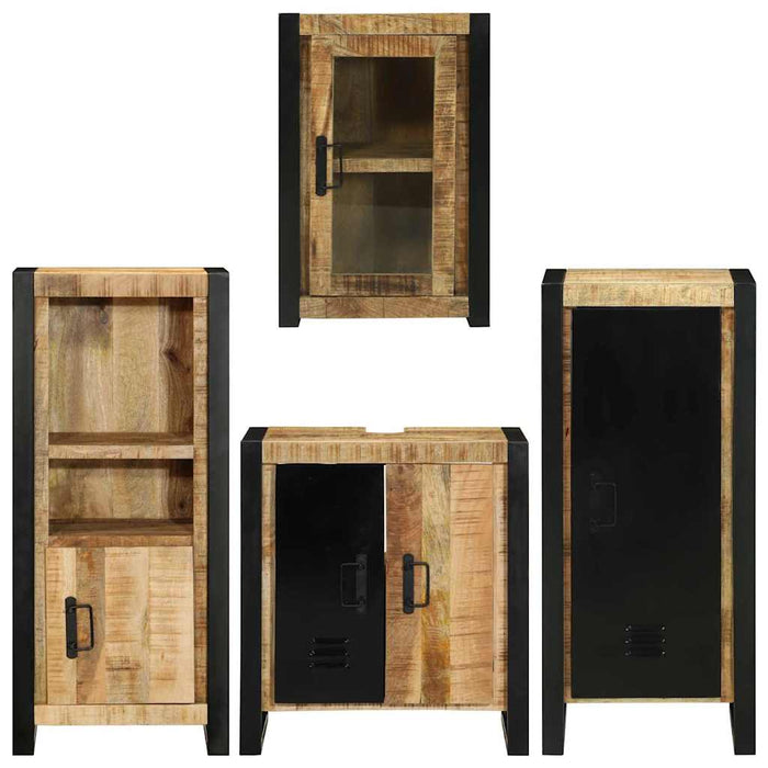 Set de mobilier pentru baie 4 buc. Maro Lemn de mango solid WALTI