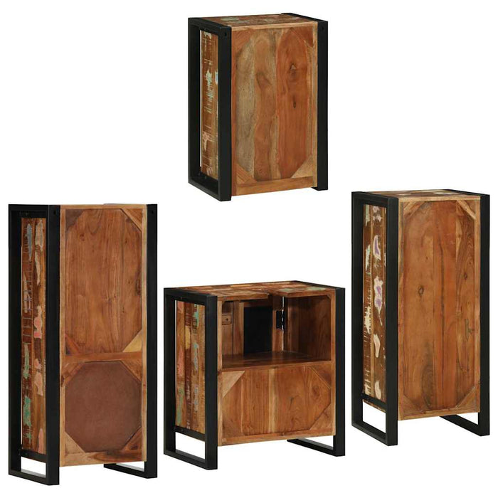 Set de mobilier pentru baie cu ușă 4 pcs Lemn recuperat solid - WALTI WALTI