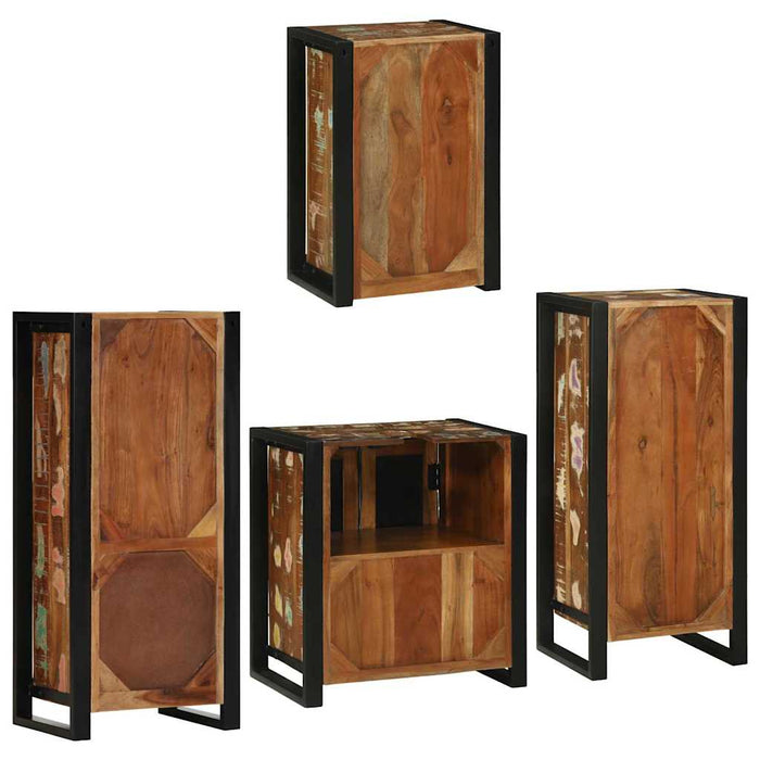 Set de mobilier pentru baie cu ușă 4 pcs Lemn recuperat solid - WALTI WALTI