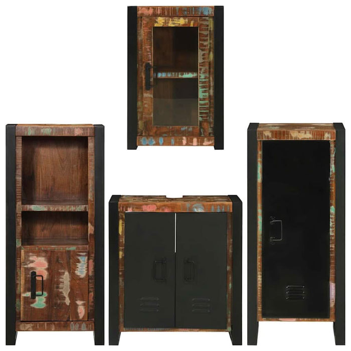 Set de mobilier pentru baie cu ușă 4 pcs Lemn recuperat solid - WALTI WALTI