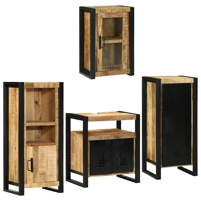 Set de mobilier pentru baie 4 buc. Maro Lemn de mango solid WALTI