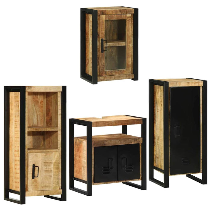 Set de mobilier pentru baie 4 buc. Maro Lemn de mango solid WALTI