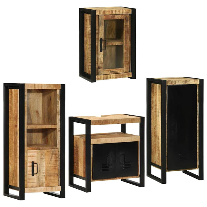 Set de mobilier pentru baie 4 buc. Maro Lemn de mango solid WALTI