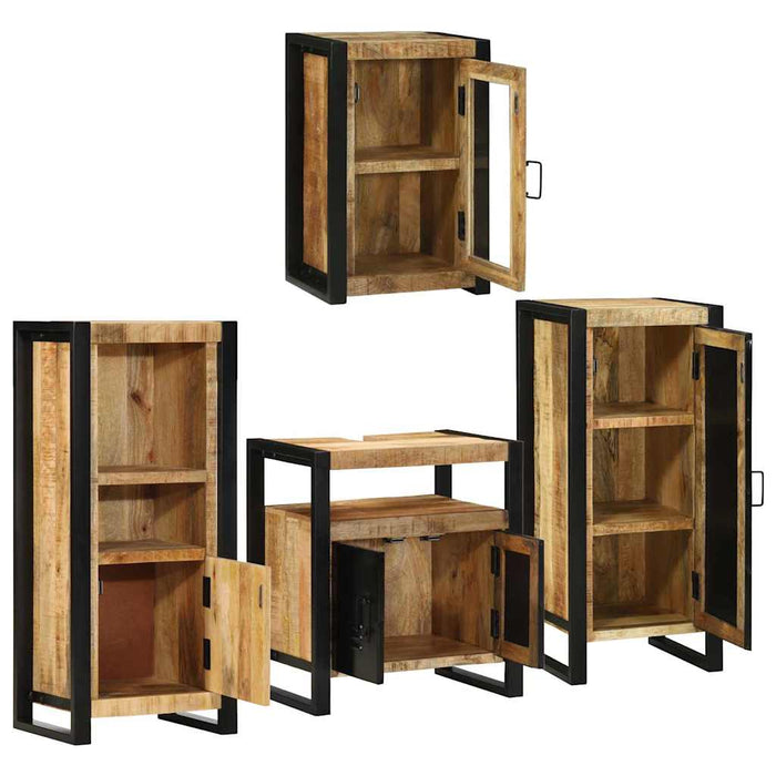 Set de mobilier pentru baie 4 buc. Maro Lemn de mango solid WALTI