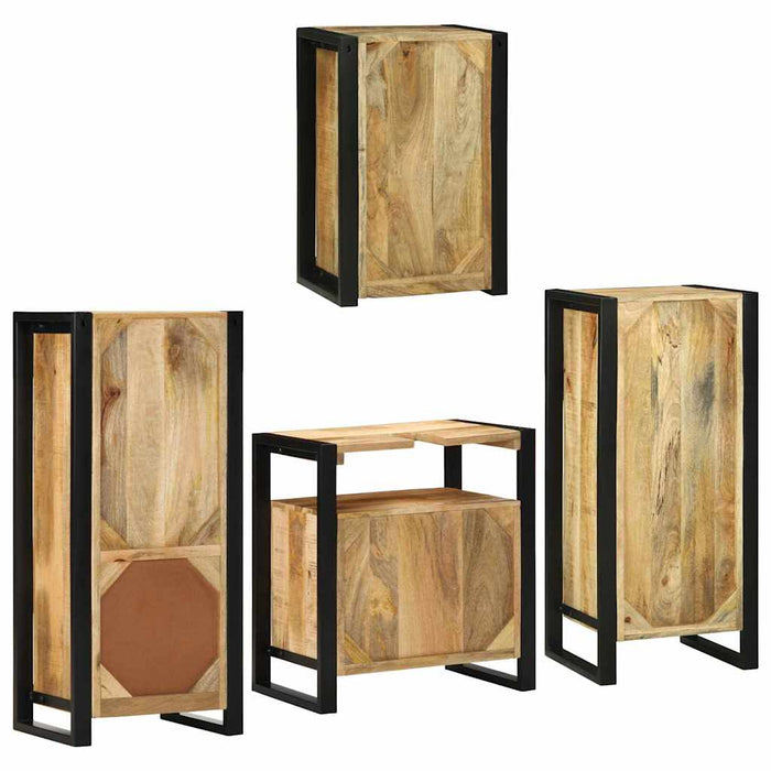 Set de mobilier pentru baie 4 buc. Maro Lemn de mango solid WALTI