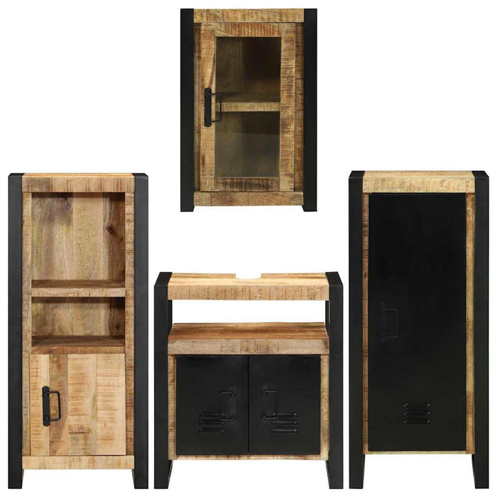 Set de mobilier pentru baie 4 buc. Maro Lemn de mango solid WALTI