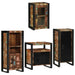 Set de mobilier pentru baie cu ușă 4 pcs Lemn recuperat solid - WALTI WALTI