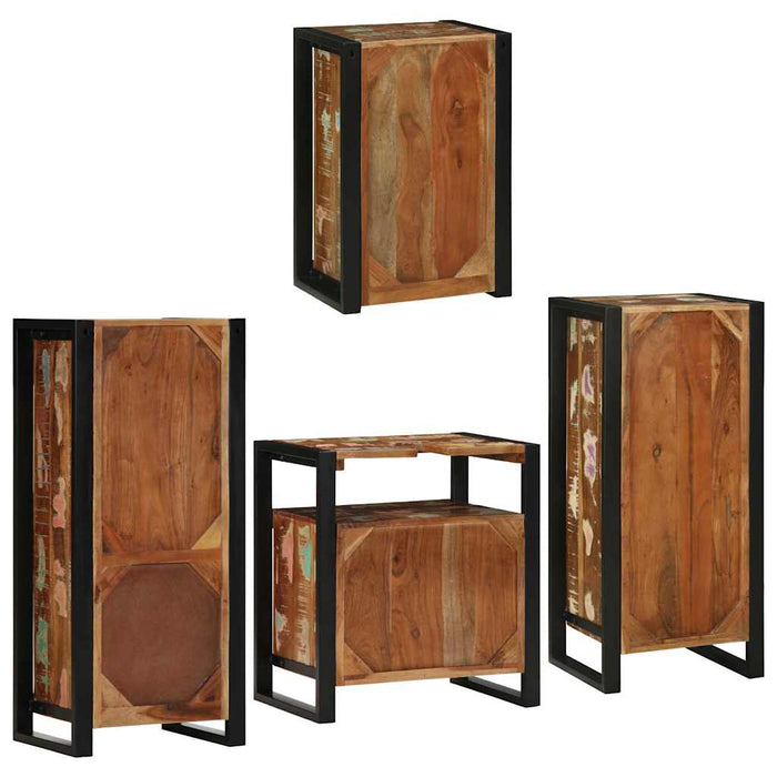 Set de mobilier pentru baie cu ușă 4 pcs Lemn recuperat solid - WALTI WALTI