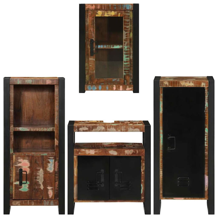 Set de mobilier pentru baie cu ușă 4 pcs Lemn recuperat solid - WALTI WALTI