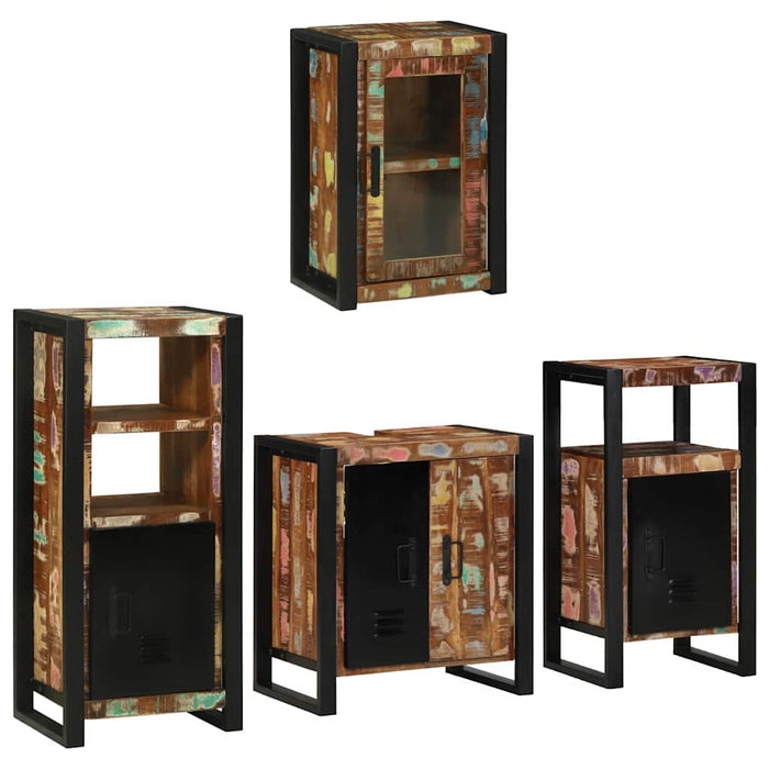 Set de mobilier pentru baie cu ușă 4 pcs Lemn recuperat solid - WALTI WALTI