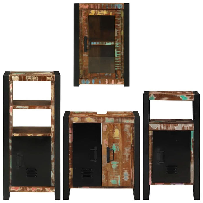 Set de mobilier pentru baie cu ușă 4 pcs Lemn recuperat solid - WALTI WALTI