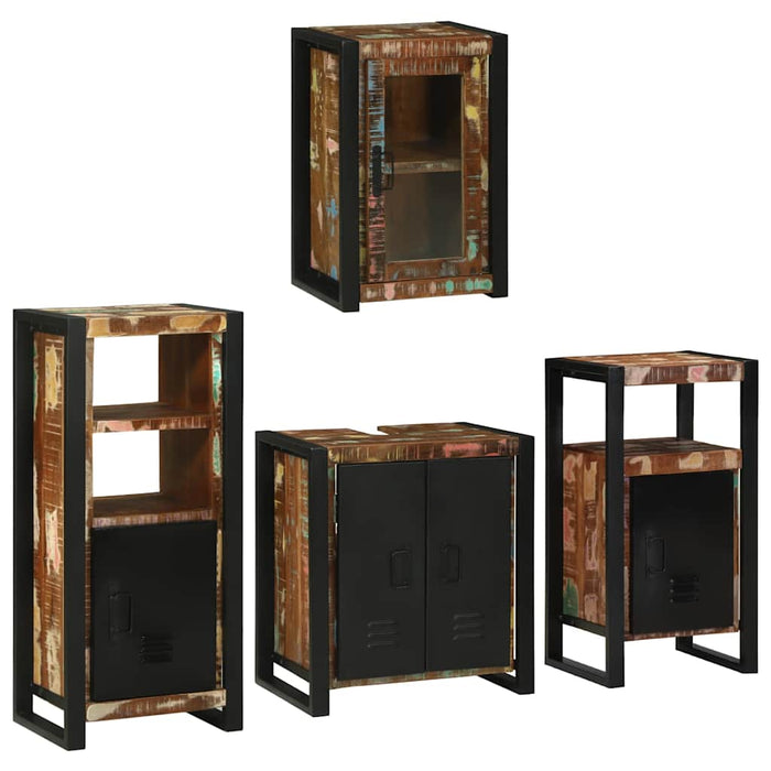 Set de mobilier pentru baie cu ușă 4 pcs Lemn recuperat solid - WALTI WALTI